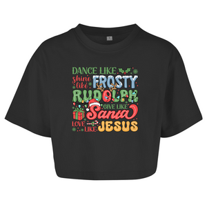 Damen Oversize Crop Top dance like frosty love like jesus
