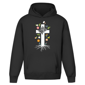 Oversize Hoodie Ohne Kordel kreuz roots