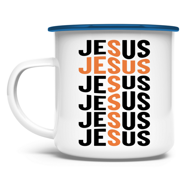 Emaille Tasse jesus schriftzug