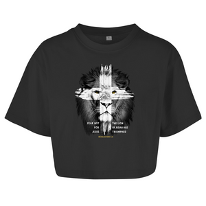 Damen Oversize Crop Top fear not for jesus revelation 5:5