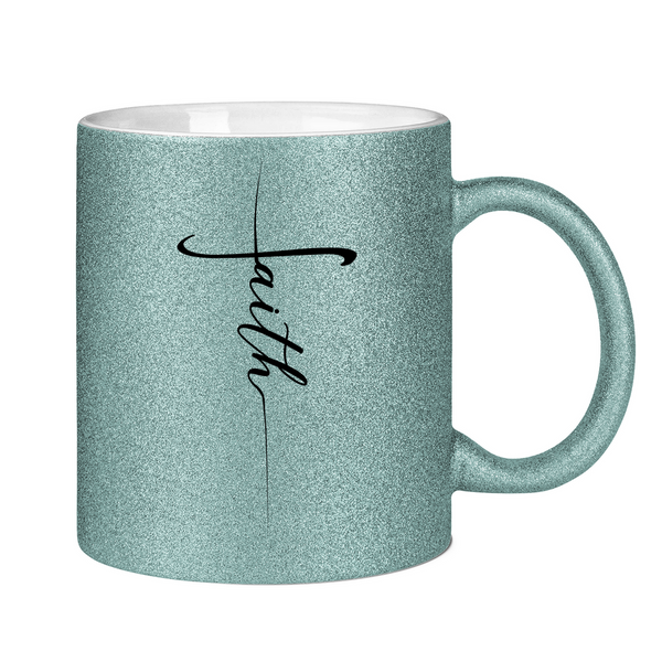 Glitzertasse faith kreuz