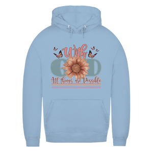Damen Hoodie with god all things are possible