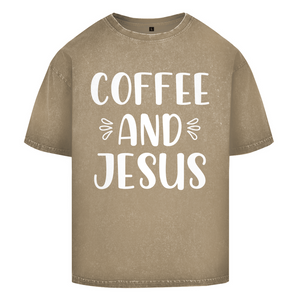 Oversize Washed T-Shirt coffee and jesus