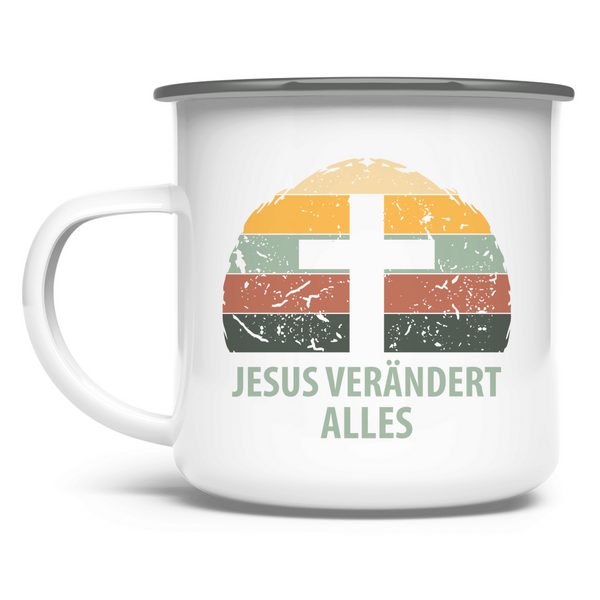 Emaille Tasse jesus verändert alles