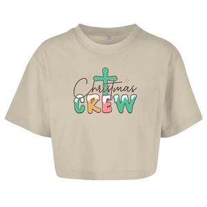 Damen Oversize Crop Top christmas crew