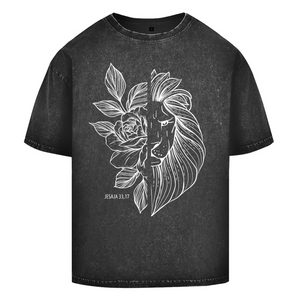 Oversize Washed T-Shirt Blume Löwe jesaja 33,17