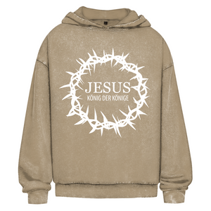 Oversize Washed Hoodie jesus könig der könige dornenkrone