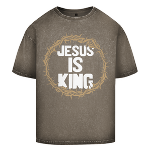 Oversize Washed T-Shirt jesus is king dornenkrone