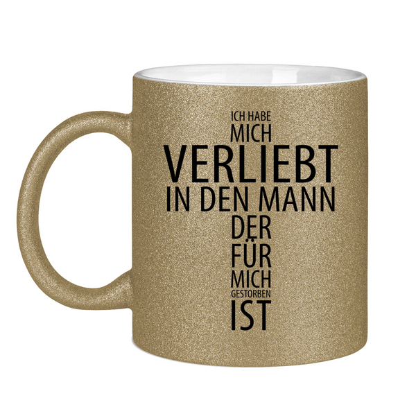 Glitzertasse ich habe mich verliebt