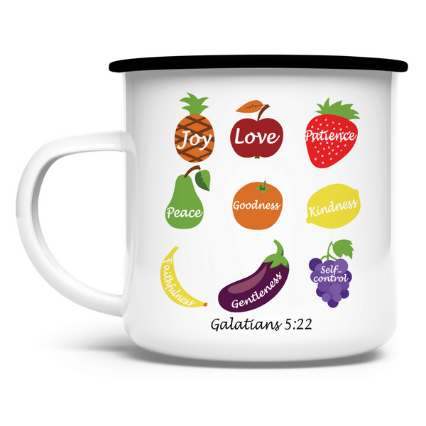 Emaille Tasse joy love peace galatians 5:22