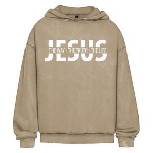 Oversize Washed Hoodie jesus the way the truth the life