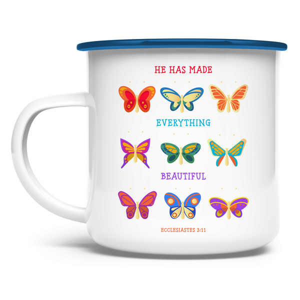 Emaille Tasse made everyhing beautiful ecclesiastes 3:11