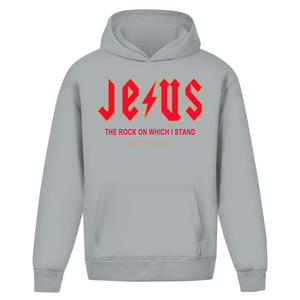 Oversize Hoodie Ohne Kordel jesus the rock matthew 7:24-25