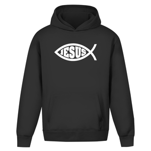 Oversize Hoodie Ohne Kordel fisch symbol ICHTHYS Jesus