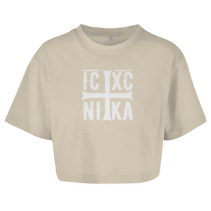 Damen Oversize Crop Top ICXC NIKA orthodox griechisch