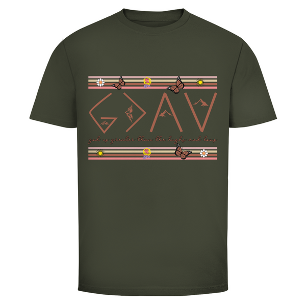 Herren T-Shirt god is greater than the highs and lows