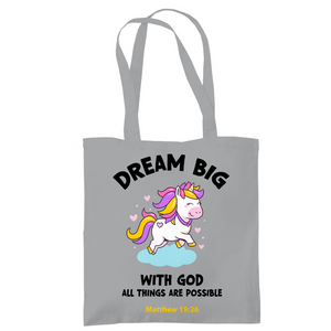 Tragetasche einhorn all things are possible matthew 19:26