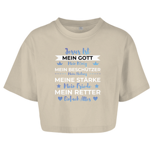 Damen Oversize Crop Top jesus ist mein gott