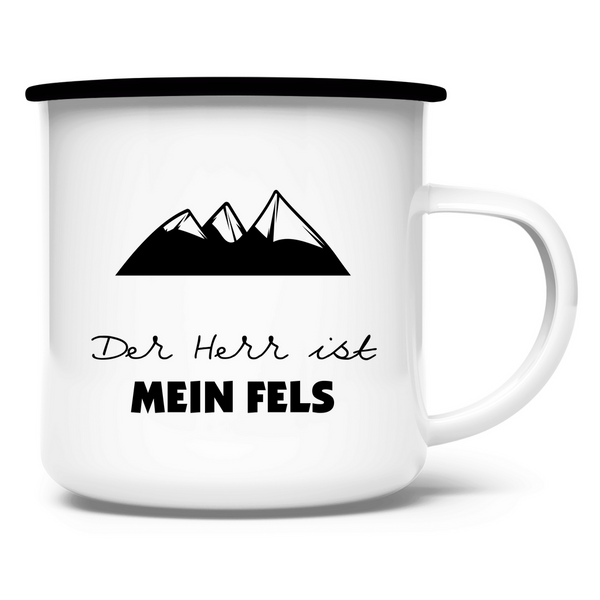 Emaille Tasse der herr ist mein fels