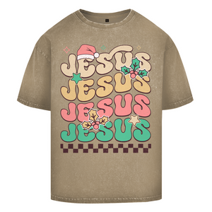 Oversize Washed T-Shirt jesus weihnachtsmotiv