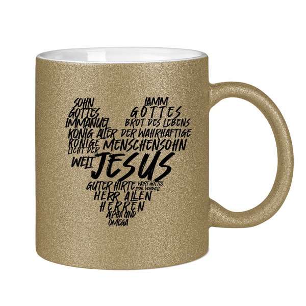 Glitzertasse jesus herz wordcloud