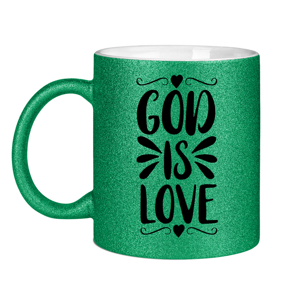 Glitzertasse god is love