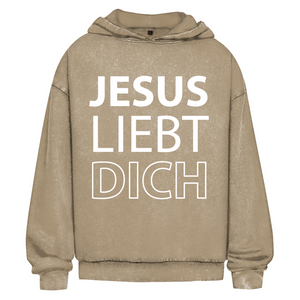 Oversize Washed Hoodie jesus liebt dich