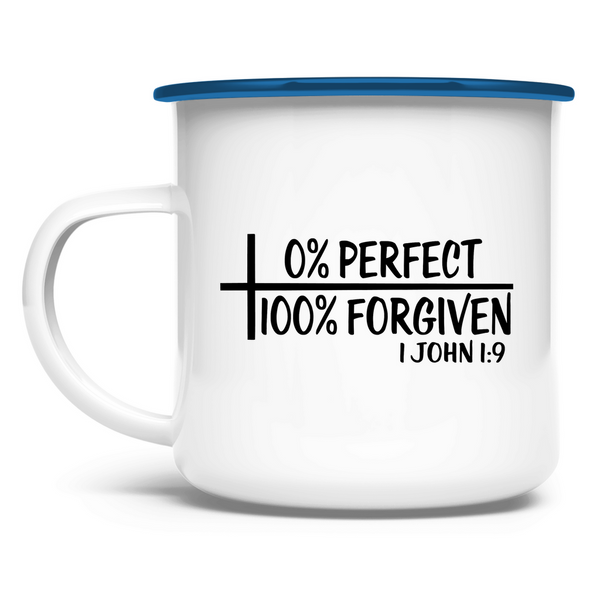 Emaille Tasse 100% forgiven 1 john 1:9