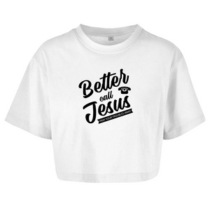 Damen Oversize Crop Top better call jesus
