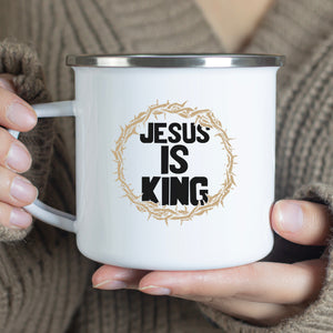 Emaille Tasse jesus is king dornenkrone