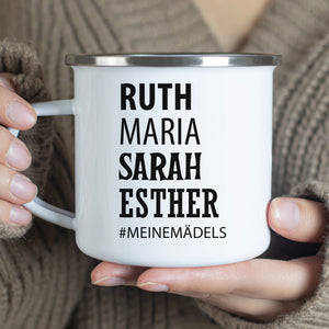 Emaille Tasse ruth maria sarah esther