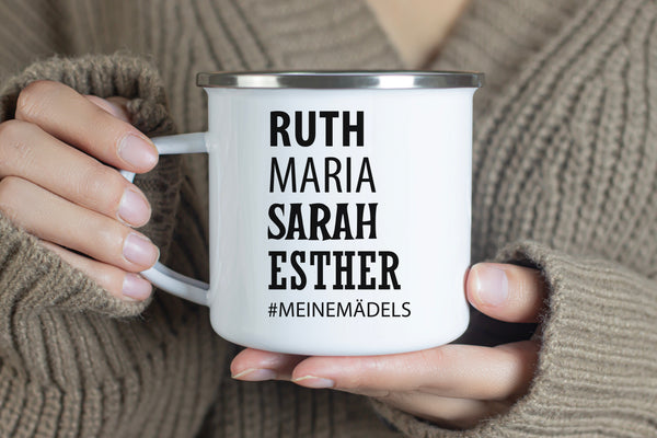 Emaille Tasse ruth maria sarah esther