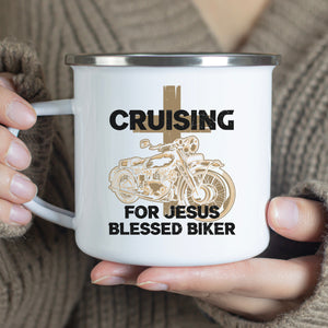 Emaille Tasse cruising for jesus blessed biker