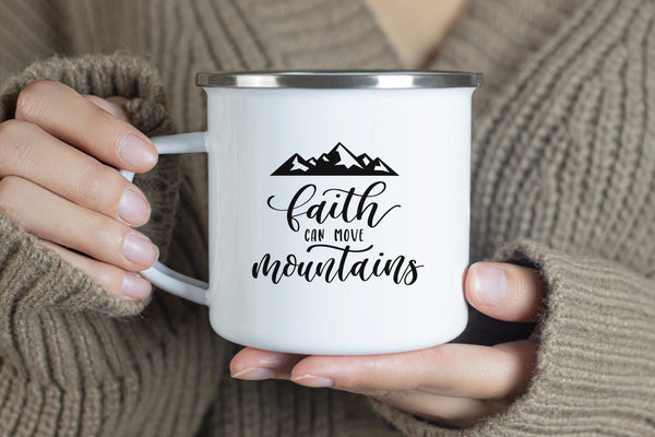 Emaille Tasse faith can move mountains