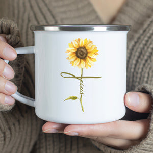 Emaille Tasse jesus sonnenblume