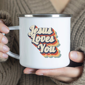 Emaille Tasse jesus loves you