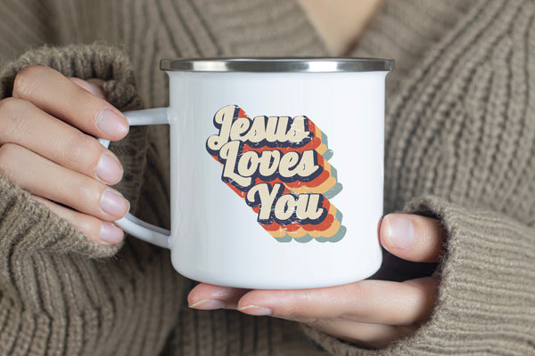 Emaille Tasse jesus loves you