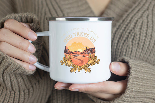 Emaille Tasse god takes us through the desert