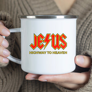 Emaille Tasse jesus highway to heaven