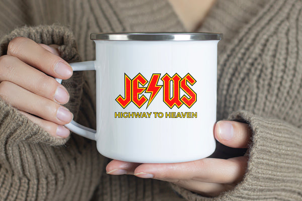 Emaille Tasse jesus highway to heaven