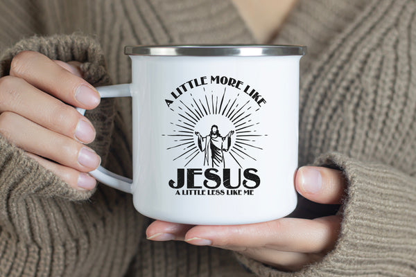 Emaille Tasse more like jesus less like me