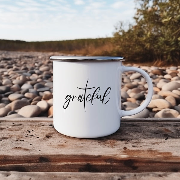 Emaille Tasse grateful