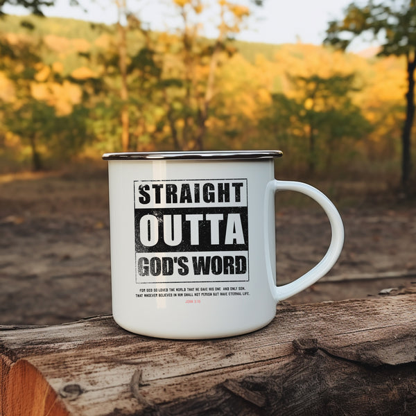 Emaille Tasse straigh outta god's word john 3:16