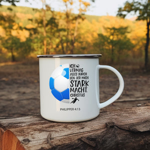 Emaille Tasse der mich stark macht philipper 4:13 handball