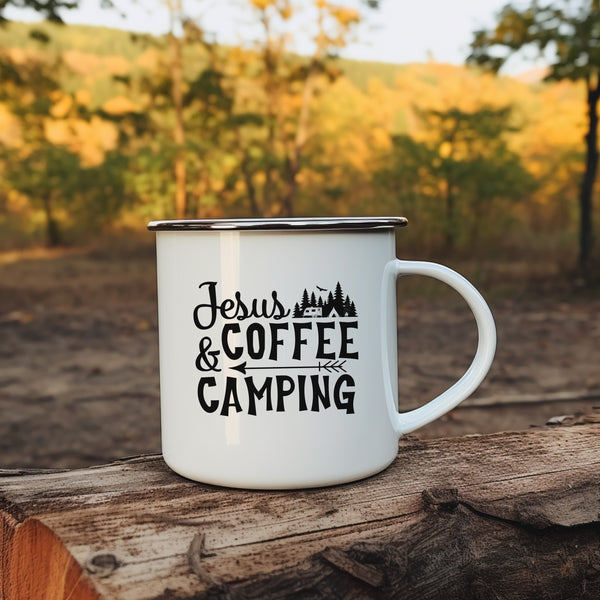 Emaille Tasse jesus coffee camping