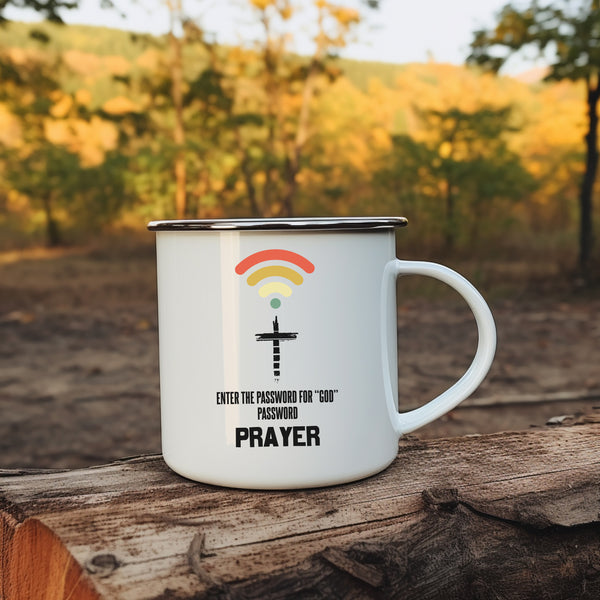 Emaille Tasse password for god is prayer