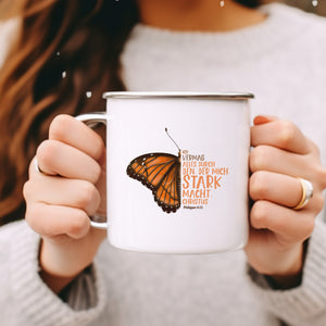 Emaille Tasse der mich stark macht schmetterling