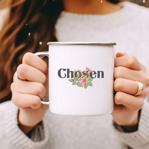 Emaille Tasse chosen blumen