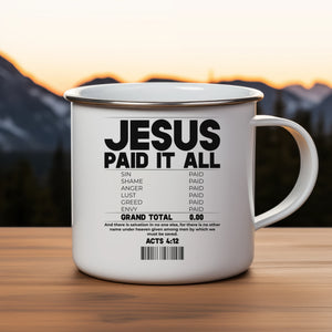 Emaille Tasse jesus paid it all