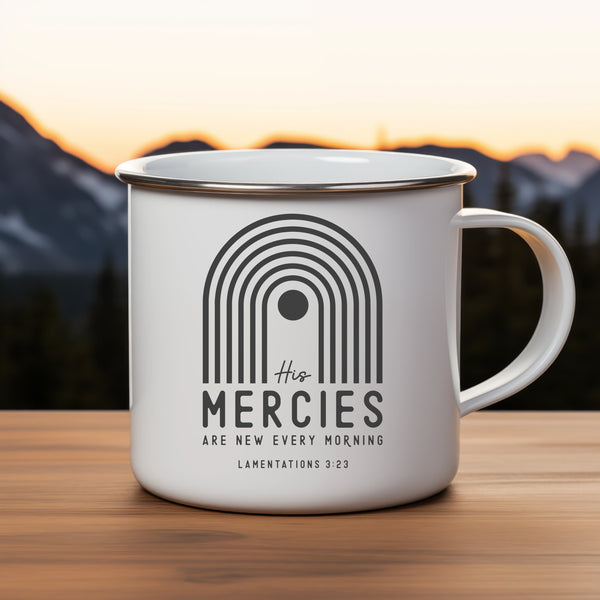 Emaille Tasse his mercies lamentations 3:23